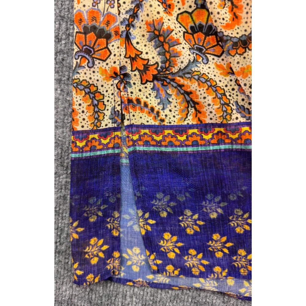 Susan Graver Button Front Tunic Top L Floral Paisley Print Long Sleeve Boho - Picture 7 of 15